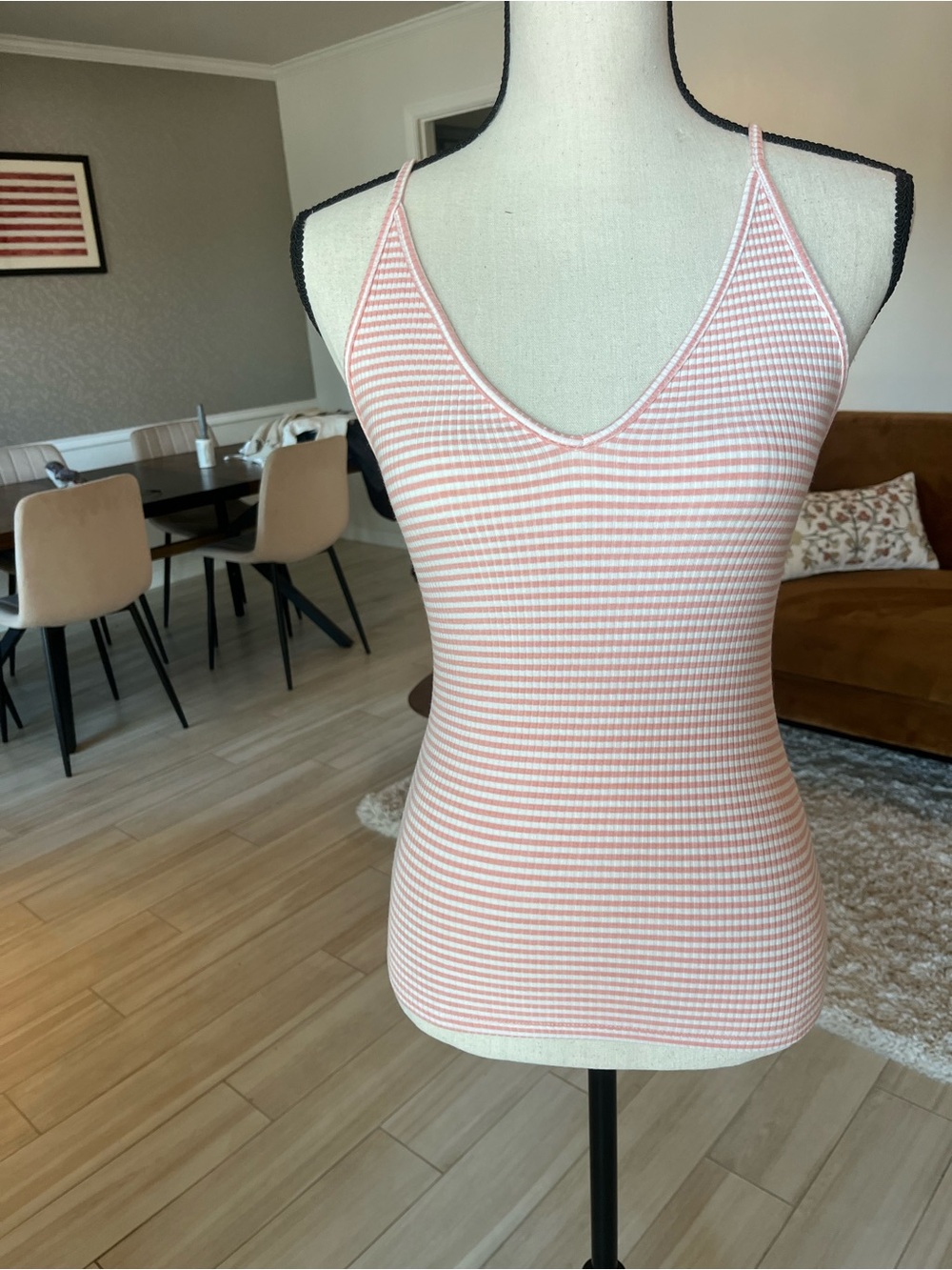 Reformation pink striped knit tank top